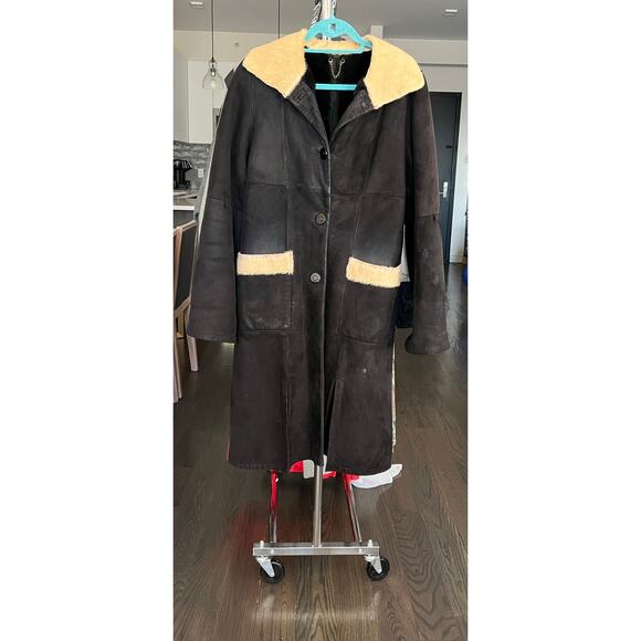 Vintage Abito Penny Lane Boho Coat Black Suede Calf Hair Trim Sz L -Fits M $810 - Picture 3 of 16